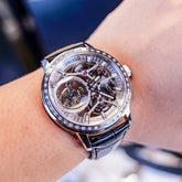 OBLVLO VM TB Automatic Watch for Men - Luxury 45mm Tourbillon Movement & Diamonds Dial 5ATM Waterproof Watch